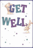 Radiating playful optimism, this get well card features two animated friends-a fluffy teddy bear and a sweet puppy-each joyfully interacting with oversized, vibrant letters spelling out 'Get Well.' Indigo and teal shades bring the words to life, set against a gentle cream backdrop that feels as inviting as a sunny Uxbridge morning. Blue and purple stars twinkle throughout the design, adding a festive, uplifting note reminiscent of the buzz around Uxbridge's bustling Market Square. The bear's illustrated fur and puppy's floppy ears look soft and inviting, evoking the comfort of a favourite plush toy or the soothing touch of a bouquet sent from a familiar local florist. This card is more than a message; it's an emotional boost-an offering of sincere comfort and kindness, perfect for supporting someone in recovery near Rockingham Recreation Ground, crafted with the same heartfelt care as every arrangement from Uxbridge Florist.